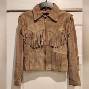 Wilsons Leather Tan Suede Fringe Jacket